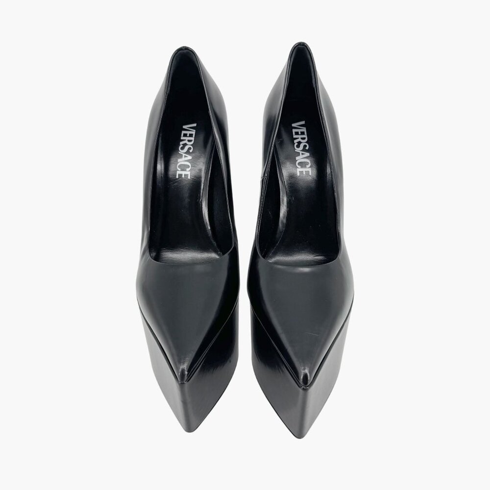 Versace Black Patent Platform Pumps - Picture 2 of 16